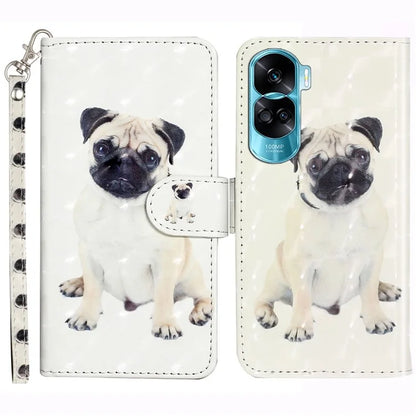 For Honor 90 Lite 5G / X50i 5G Phone Case 3D Pattern PU Leather Wrist Strap Cover
