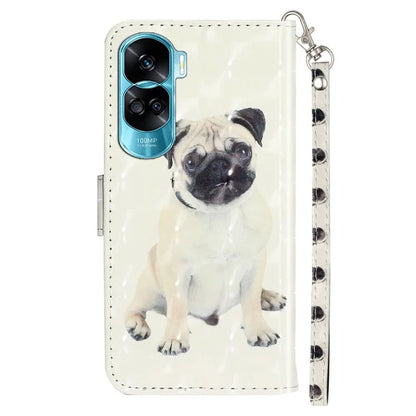 For Honor 90 Lite 5G / X50i 5G Phone Case 3D Pattern PU Leather Wrist Strap Cover