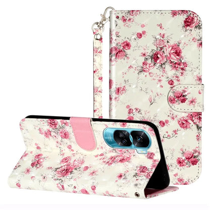 For Honor 90 Lite 5G / X50i 5G Phone Case 3D Pattern PU Leather Wrist Strap Cover