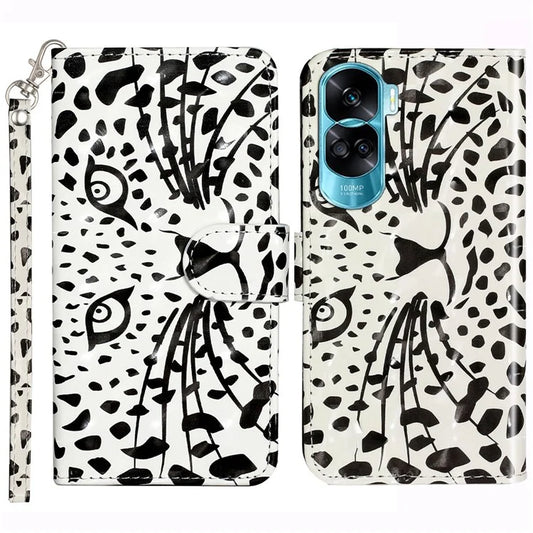For Honor 90 Lite 5G / X50i 5G Phone Case 3D Pattern PU Leather Wrist Strap Cover Head