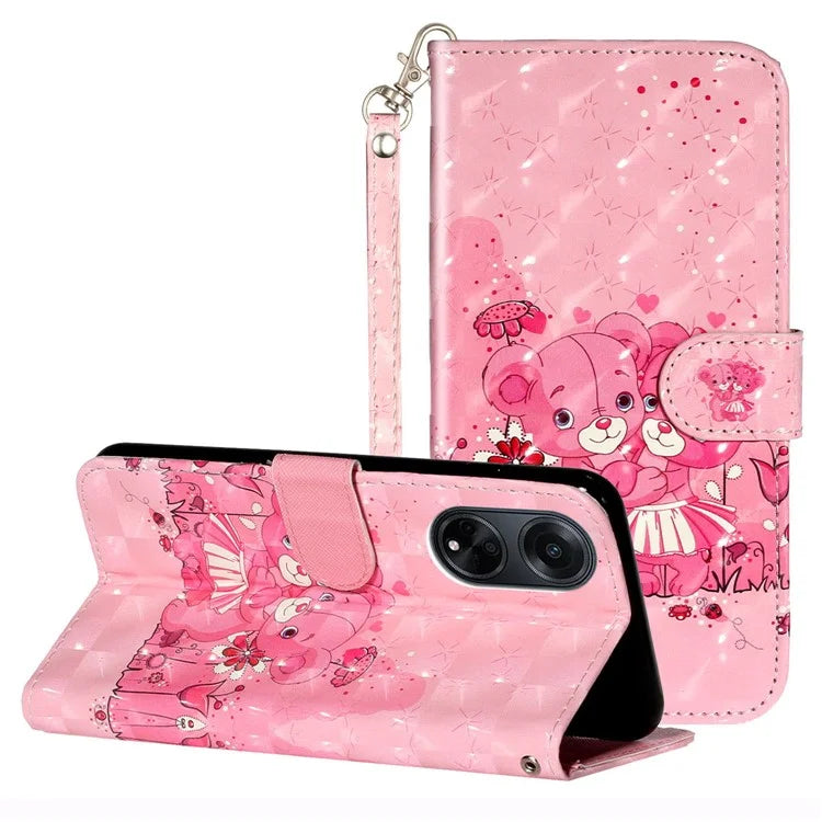 For Oppo A98 5G Wallet Phone Case PU Leather 3D Pattern Stand Cover