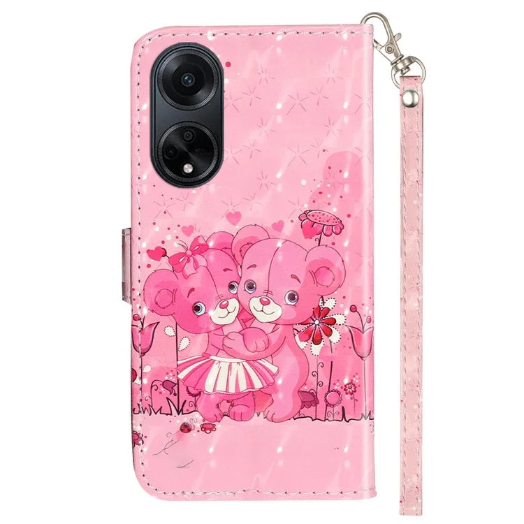 For Oppo A98 5G Wallet Phone Case PU Leather 3D Pattern Stand Cover