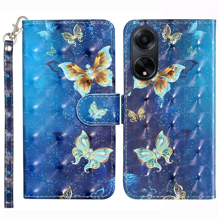 For Oppo A98 5G Wallet Phone Case PU Leather 3D Pattern Stand Cover