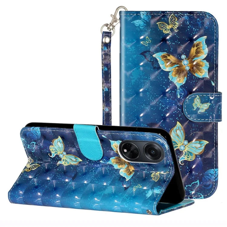 For Oppo A98 5G Wallet Phone Case PU Leather 3D Pattern Stand Cover