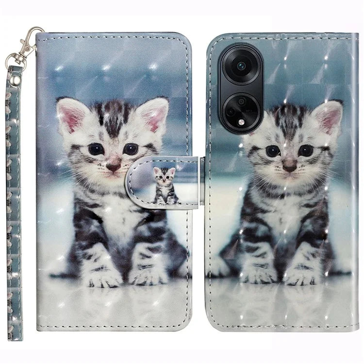 For Oppo A98 5G Wallet Phone Case PU Leather 3D Pattern Stand Cover