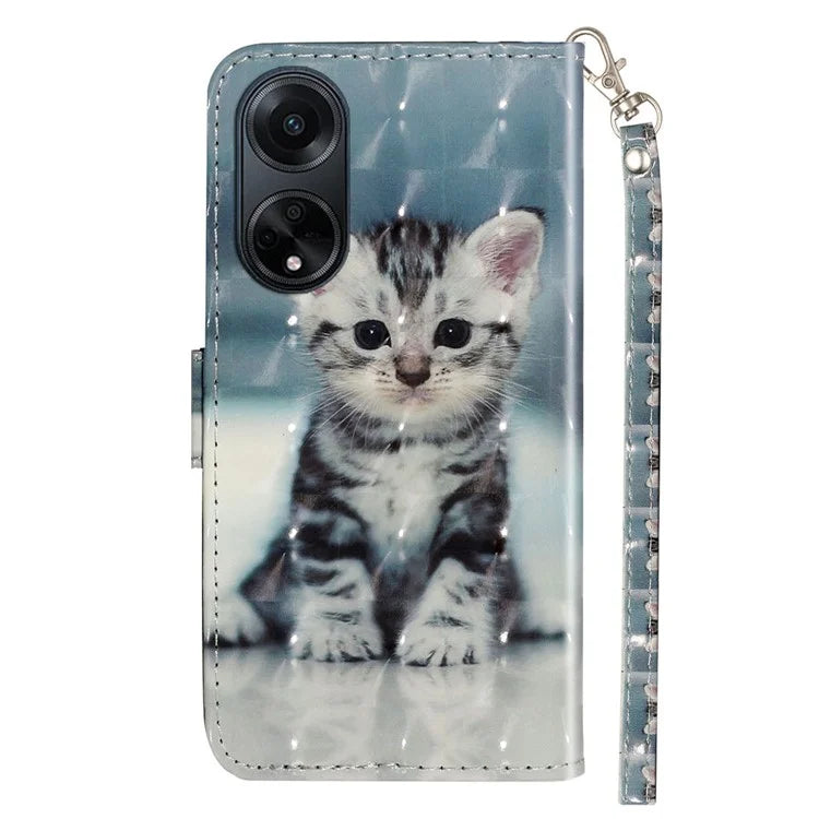 For Oppo A98 5G Wallet Phone Case PU Leather 3D Pattern Stand Cover