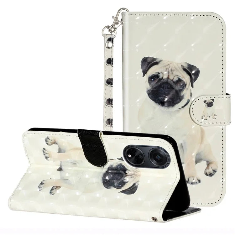 For Oppo A98 5G Wallet Phone Case PU Leather 3D Pattern Stand Cover