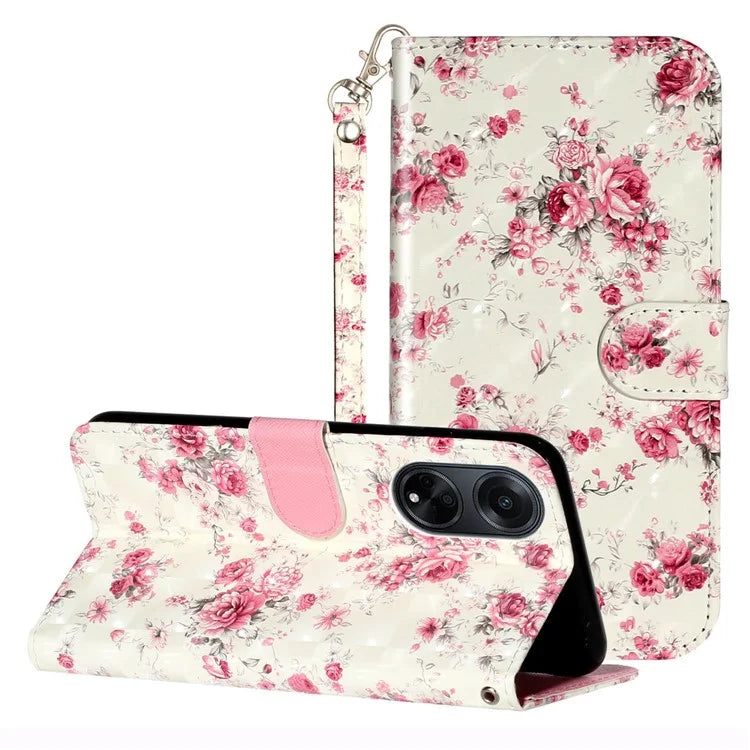 For Oppo A98 5G Wallet Phone Case PU Leather 3D Pattern Stand Cover