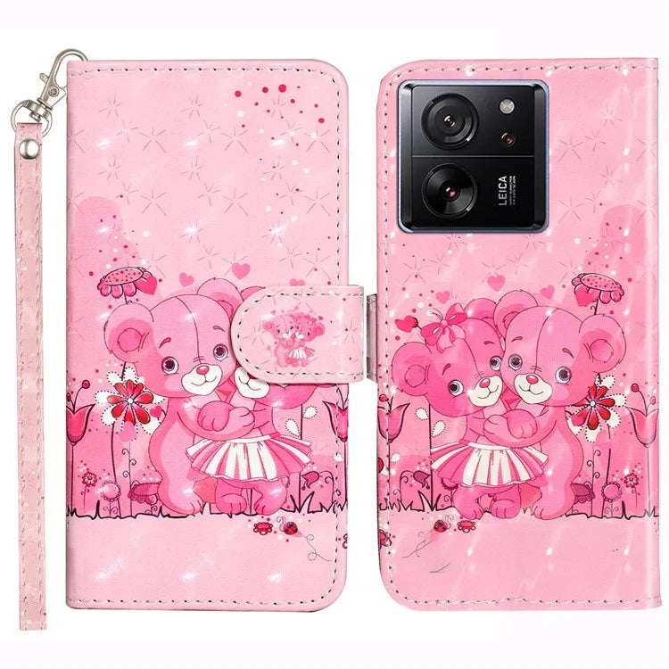 For Xiaomi 13T / 13T Pro / Redmi K60 Ultra Case PU Leather 3D Pattern Folio Phone Cover