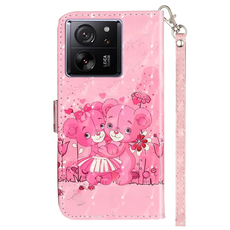 For Xiaomi 13T / 13T Pro / Redmi K60 Ultra Case PU Leather 3D Pattern Folio Phone Cover