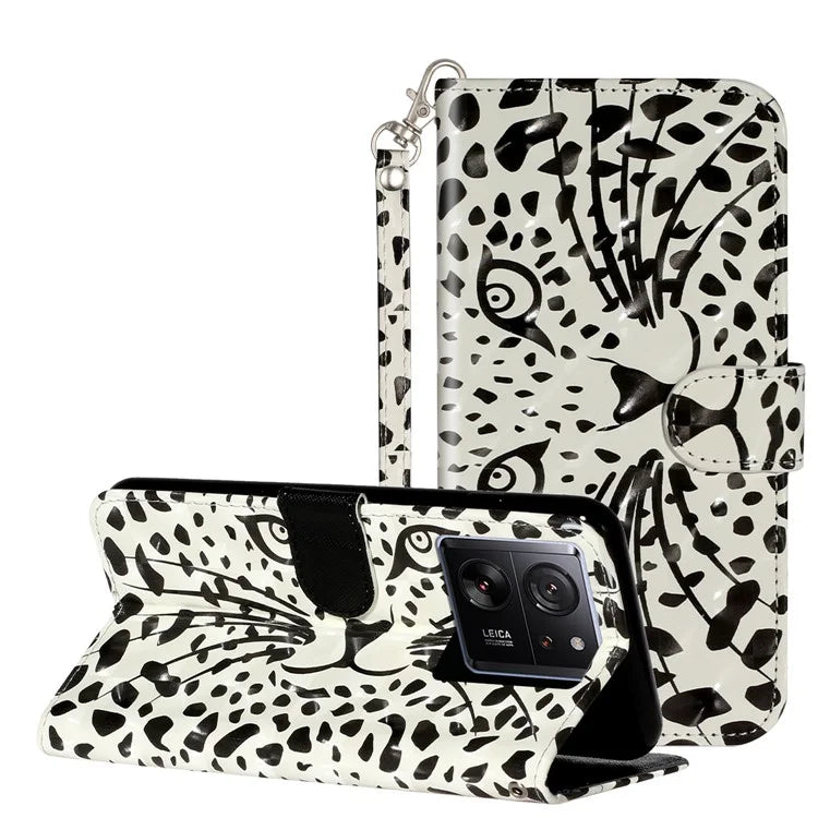 For Xiaomi 13T / 13T Pro / Redmi K60 Ultra Case PU Leather 3D Pattern Folio Phone Cover Head