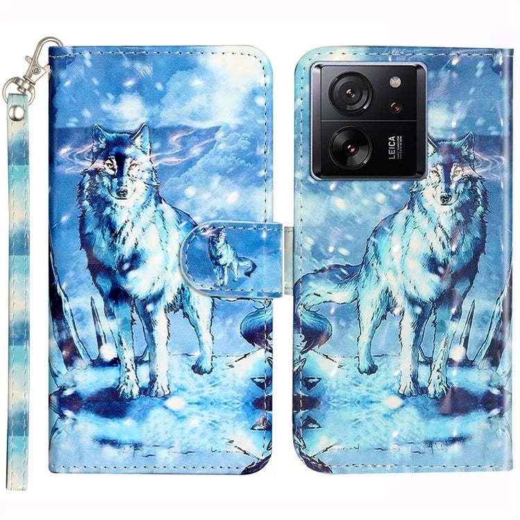 For Xiaomi 13T / 13T Pro / Redmi K60 Ultra Case PU Leather 3D Pattern Folio Phone Cover