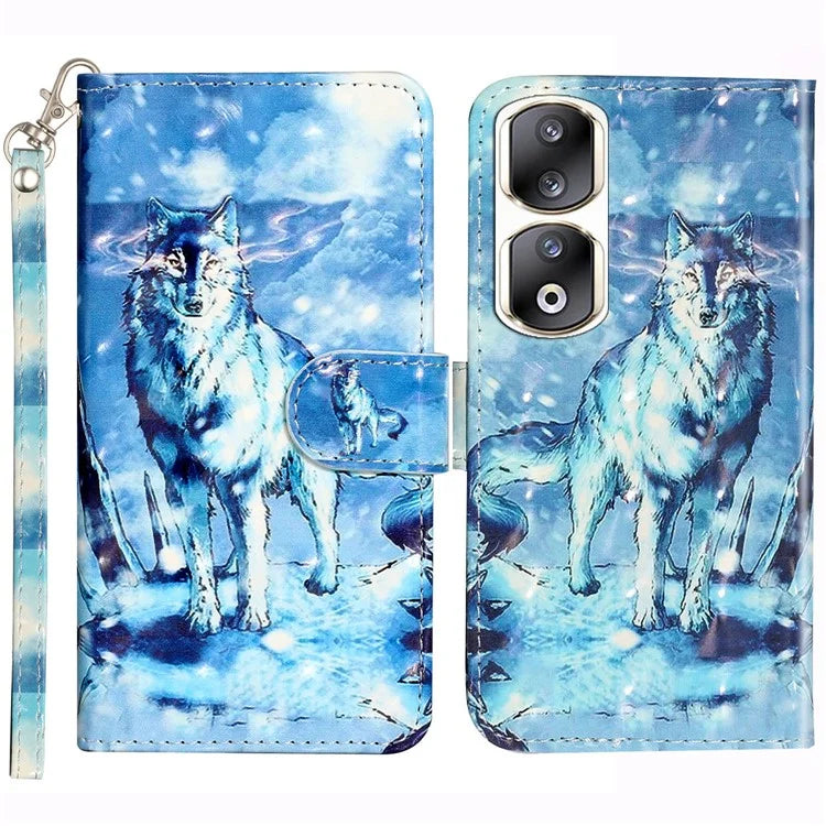 For Honor 90 Pro Leather Flip Phone Case Pattern Wallet Stand Cover