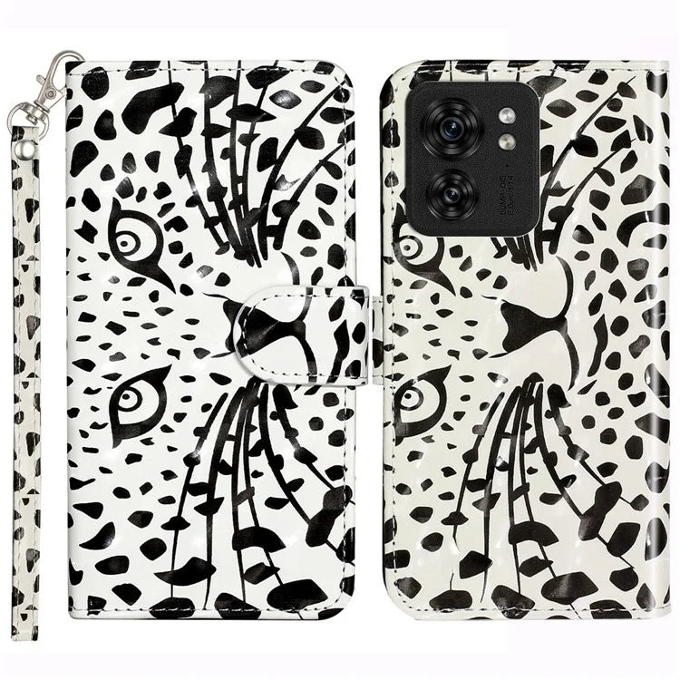 For Motorola Edge 40 5G Leather Phone Case Magnetic Closure 3D Pattern Cover Head