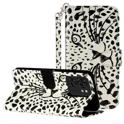 For Motorola Edge 40 5G Leather Phone Case Magnetic Closure 3D Pattern Cover Head