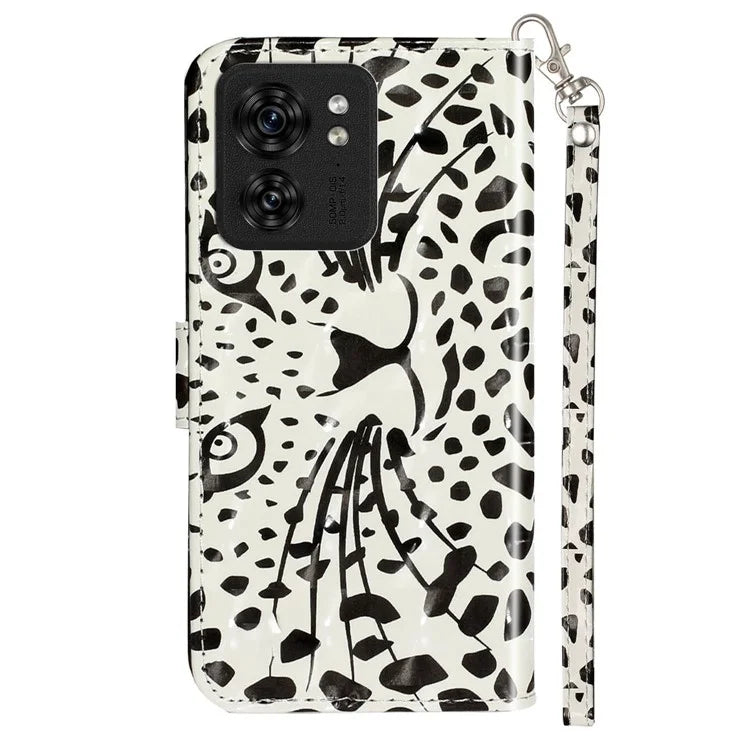 For Motorola Edge 40 5G Leather Phone Case Magnetic Closure 3D Pattern Cover Head