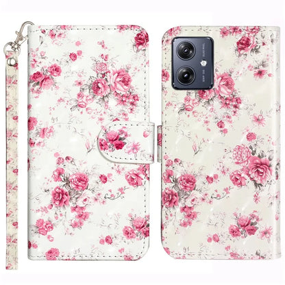 For Motorola Moto G54 5G Mobile Phone Case 3D Pattern PU Leather Flip Cover