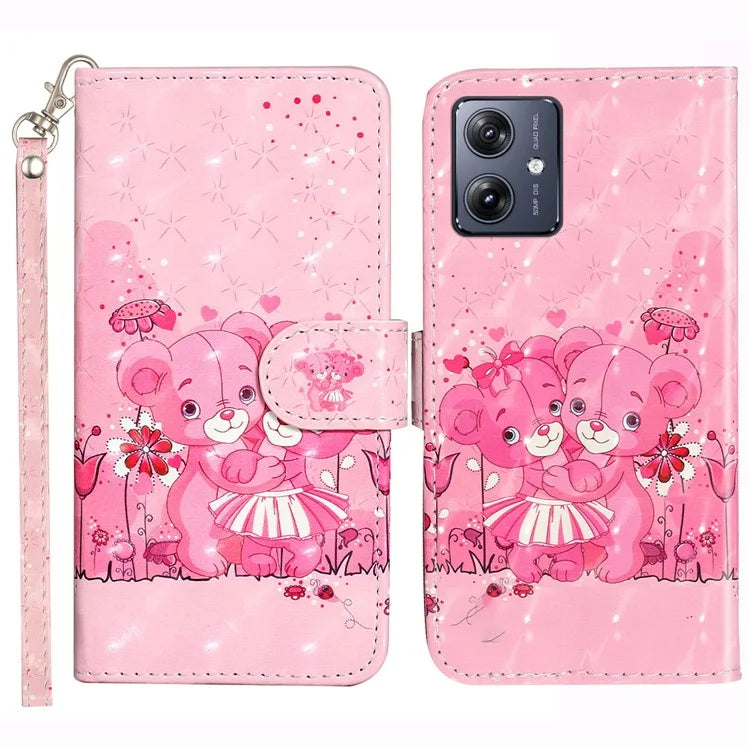 For Motorola Moto G54 5G Mobile Phone Case 3D Pattern PU Leather Flip Cover