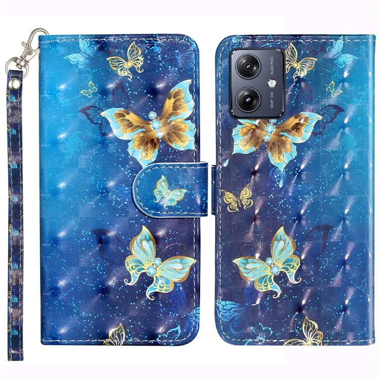 For Motorola Moto G54 5G Mobile Phone Case 3D Pattern PU Leather Flip Cover