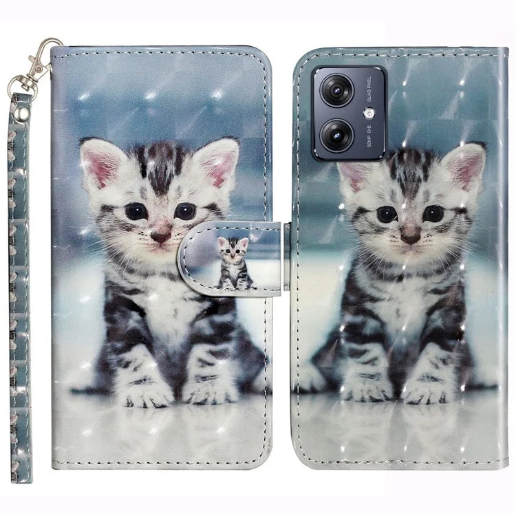 For Motorola Moto G54 5G Mobile Phone Case 3D Pattern PU Leather Flip Cover