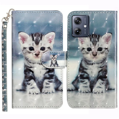 For Motorola Moto G54 5G Mobile Phone Case 3D Pattern PU Leather Flip Cover