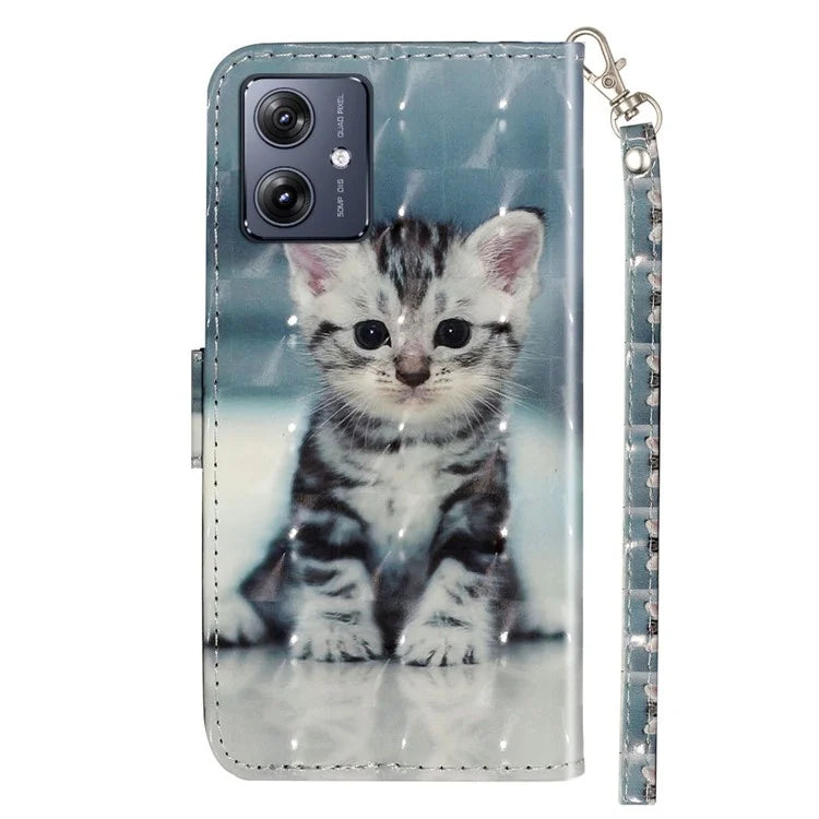 For Motorola Moto G54 5G Mobile Phone Case 3D Pattern PU Leather Flip Cover