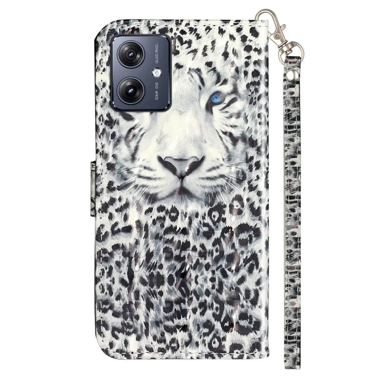 For Motorola Moto G54 5G Mobile Phone Case 3D Pattern PU Leather Flip Cover