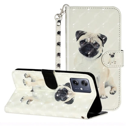 For Motorola Moto G54 5G Mobile Phone Case 3D Pattern PU Leather Flip Cover