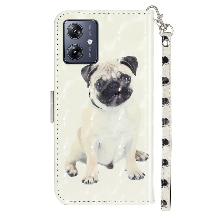 For Motorola Moto G54 5G Mobile Phone Case 3D Pattern PU Leather Flip Cover
