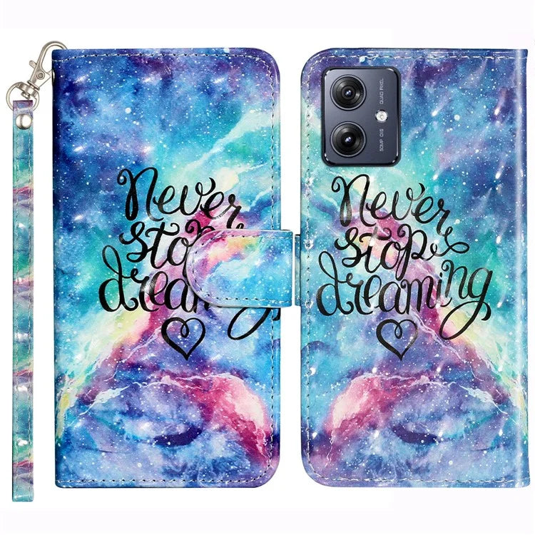 For Motorola Moto G54 5G Mobile Phone Case 3D Pattern PU Leather Flip Cover
