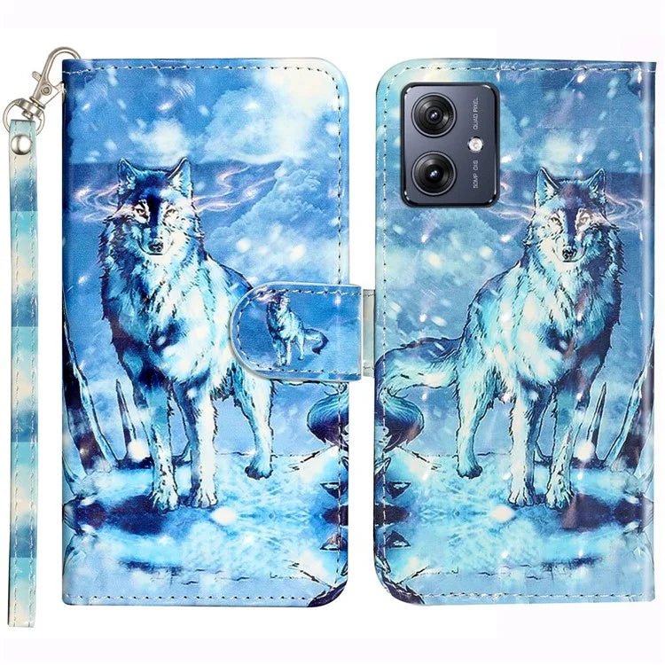 For Motorola Moto G54 5G Mobile Phone Case 3D Pattern PU Leather Flip Cover