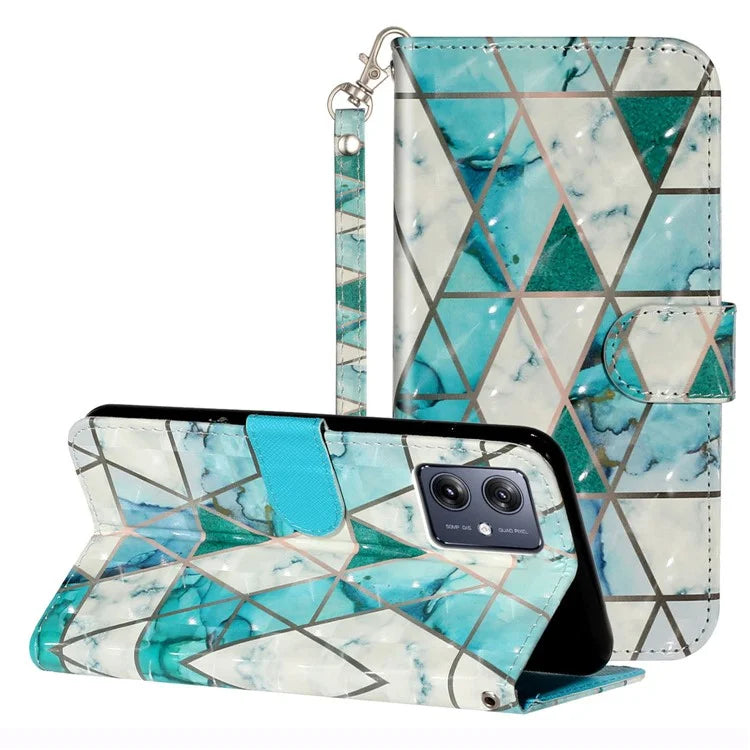 For Motorola Moto G54 5G Mobile Phone Case 3D Pattern PU Leather Flip Cover