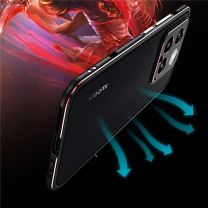 For Xiaomi 14 Pro Bumper Case Heat Dissipation Metal Phone Frame Cover with Camera Lens Protector