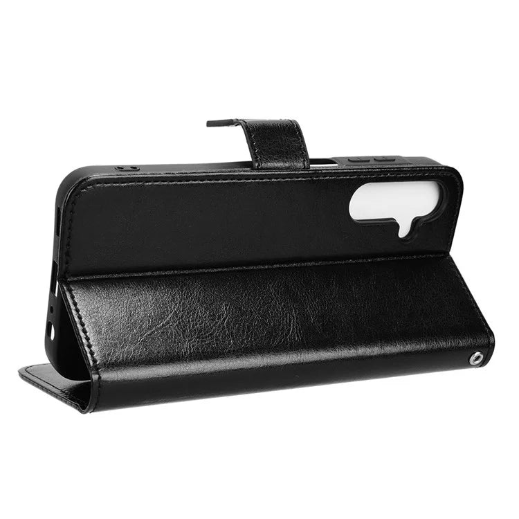 For Samsung Galaxy A15 5G Cell Phone Case Crazy Horse Texture Leather Stand Protective Cover