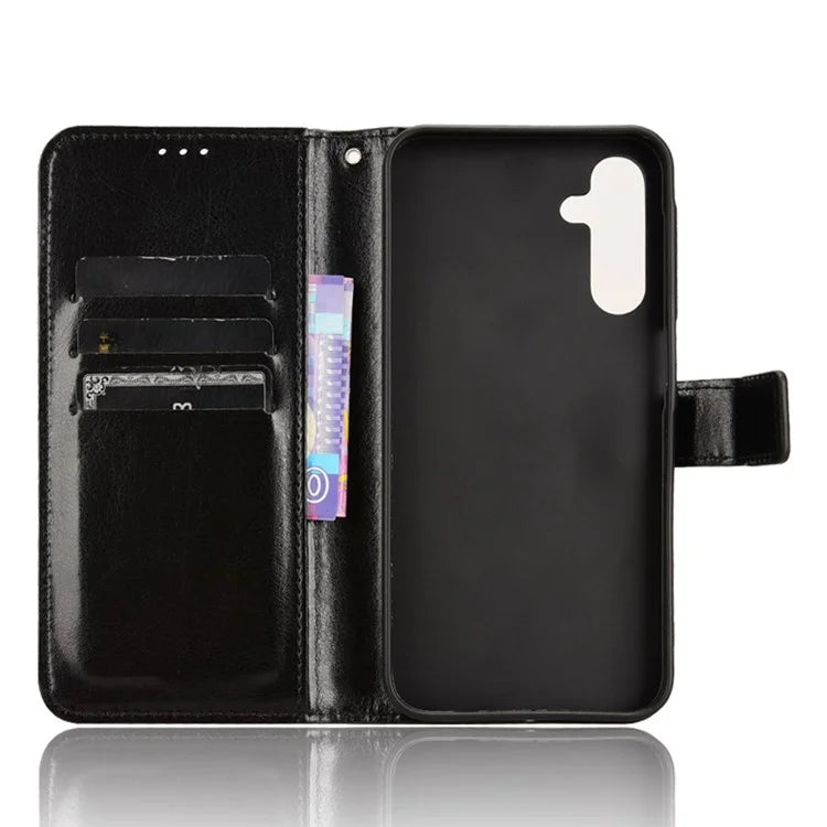 For Samsung Galaxy A15 5G Cell Phone Case Crazy Horse Texture Leather Stand Protective Cover