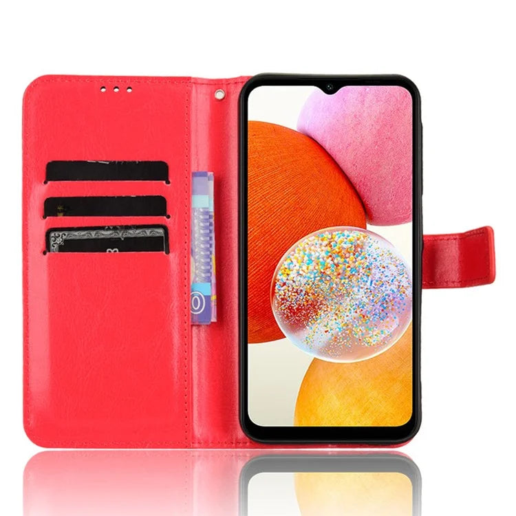 For Samsung Galaxy A15 5G Cell Phone Case Crazy Horse Texture Leather Stand Protective Cover