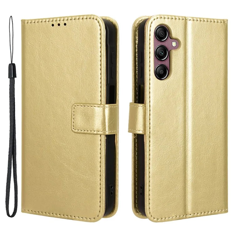 For Samsung Galaxy A15 5G Cell Phone Case Crazy Horse Texture Leather Stand Protective Cover