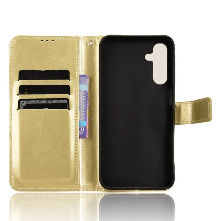 For Samsung Galaxy A15 5G Cell Phone Case Crazy Horse Texture Leather Stand Protective Cover
