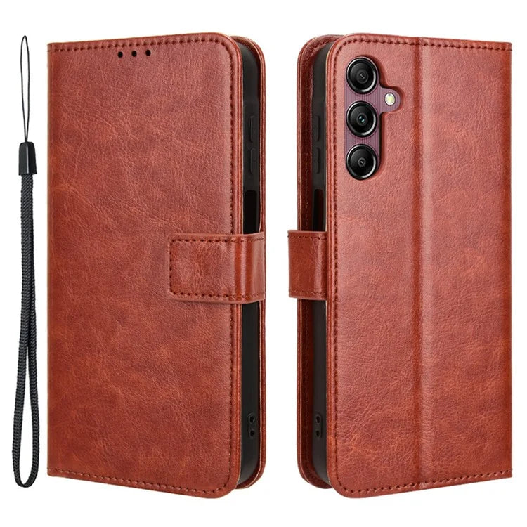 For Samsung Galaxy A15 5G Cell Phone Case Crazy Horse Texture Leather Stand Protective Cover