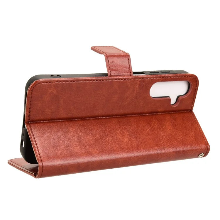 For Samsung Galaxy A15 5G Cell Phone Case Crazy Horse Texture Leather Stand Protective Cover