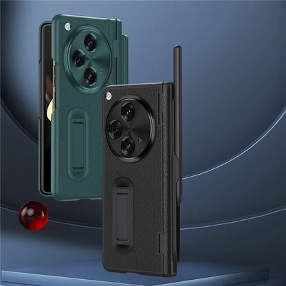 For OnePlus Open / Oppo Find N3 5G Case Leather+PC Phone Cover with Stylus / Tempered Glass Film