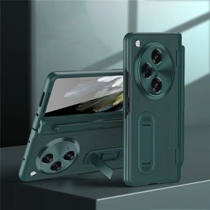 For OnePlus Open / Oppo Find N3 5G Case Leather+PC Phone Cover with Stylus / Tempered Glass Film