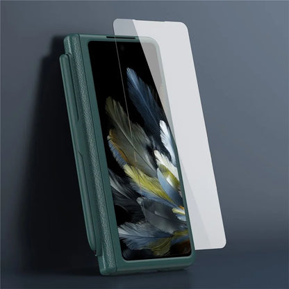 For OnePlus Open / Oppo Find N3 5G Case Leather+PC Phone Cover with Stylus / Tempered Glass Film