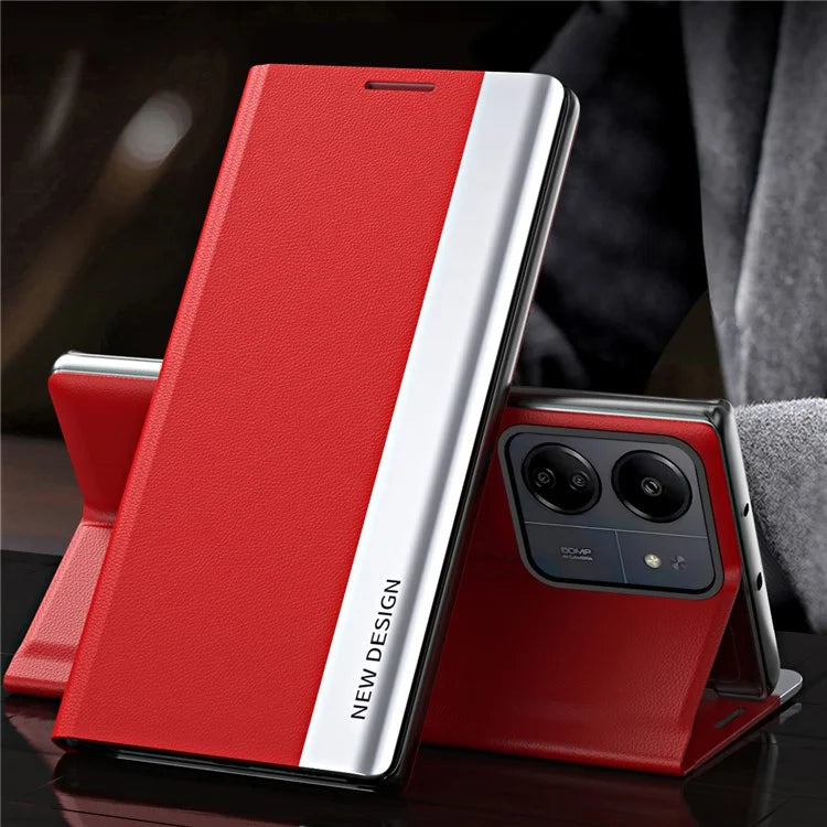 For Xiaomi Redmi 13C 4G / Poco C65 4G Stand Case Electroplating Phone Leather Cover