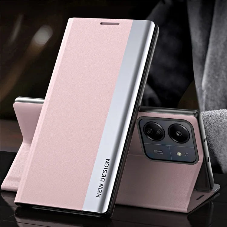 For Xiaomi Redmi 13C 4G / Poco C65 4G Stand Case Electroplating Phone Leather Cover
