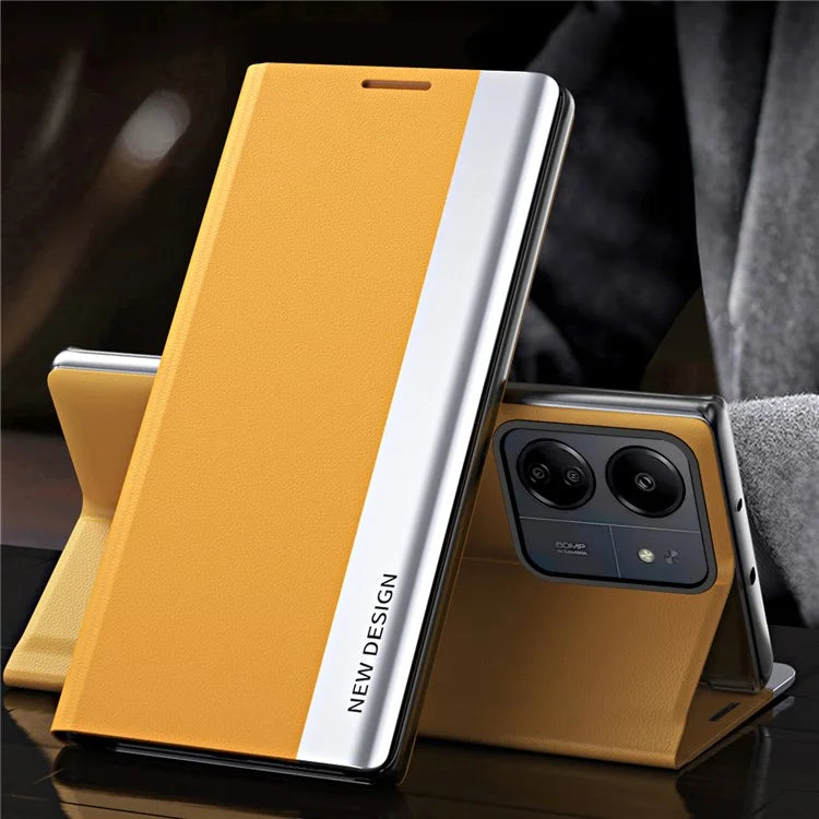 For Xiaomi Redmi 13C 4G / Poco C65 4G Stand Case Electroplating Phone Leather Cover