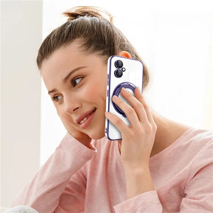 For Samsung Galaxy A05 4G Case Magnetic PC+TPU Phone Cover with Ring Kickstand