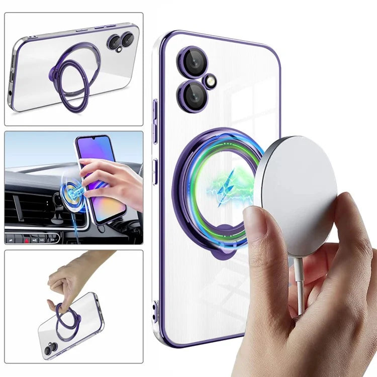 For Samsung Galaxy A05 4G Case Magnetic PC+TPU Phone Cover with Ring Kickstand