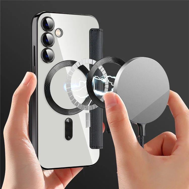 For Samsung Galaxy S23 FE Case Compatible with MagSafe Card Holder Stand Cover