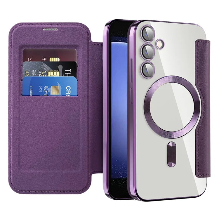 For Samsung Galaxy S23 FE Case Compatible with MagSafe Card Holder Stand Cover